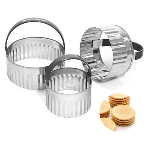 BISCUIT & COOKIE CUTTERS - STAINLESS STEEL 3 PIECE - BAKERS SECRET