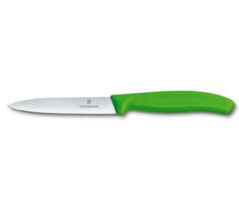 KNIFE - PARING 10CM - POINTED, WAVY, GREEN - VICTORINOX