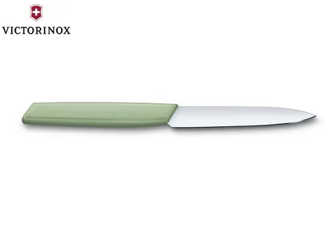 KNIFE - PARING 10CM POINTED STRAIGHT EDGE - MOSS - VICTORINOX