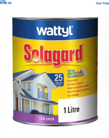 PAINT - WATTYL SOLAGARD LOW SHEEN WHITE - 1 LITRE - WATTYL - 25 YEAR GUARANTEE