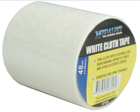 CLOTH/DUCT TAPE - WHITE -  48mm x 4.5m - MEDALIST