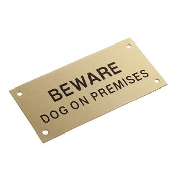 BEWARE DOG ON PREMISES - SIGN - BRASS 95 x 47