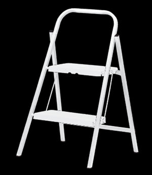 LADDER  - 2 STEP - STEEL - WHITE - RATED TO 100KG