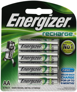 BATTERIES - AA RECHARGEABLE - 4 PACK - ENERGIZER