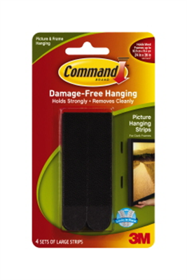 PICTURE HANGER STRIPS - LARGE - BLACK - COMMAND - 4 PACK