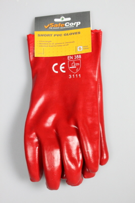 CHEMICAL GLOVES - RED PVC  - 27cm long