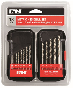 DRILL SET - 13 PIECE METRIC HSS  - 1.5 to 6.5mm - P&N