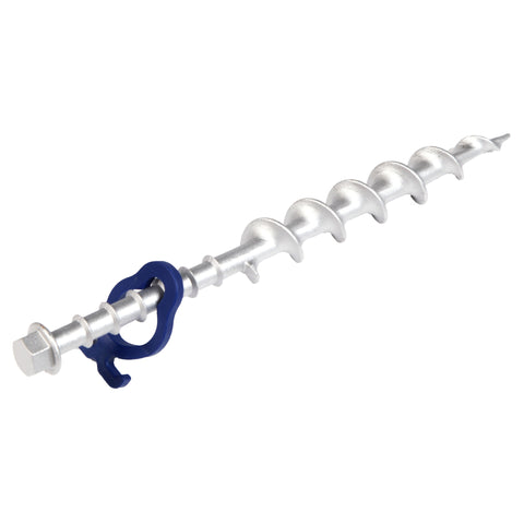PEGGY PEGS - LARGE ALUMINIUM -  25mm x 310mm - 2 PACK WITH BLUE ROPE CLIPS