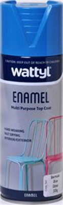 SPRAY PAINT - GLOSS BERMUDA BLUE ENAMEL AEROSOL - 325G - WATTYL