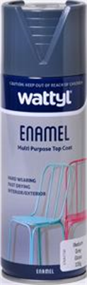 SPRAY PAINT - GLOSS MED GREY ENAMEL AEROSOL - 325G - WATTYL