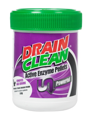 DRAIN CLEAN - ACTIVE ENZYME PELLETS - 100g - NATURAL DRAIN UNBLOCKER