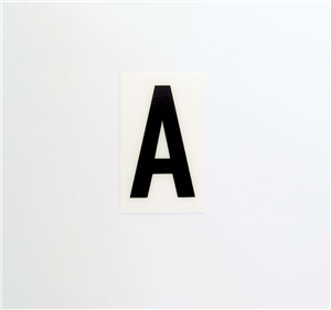 LETTER  A  BLACK ON WHITE  85X55mm Self Adhesive