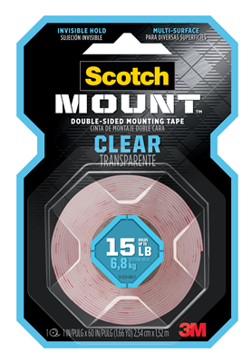 MOUNTING TAPE - CLEAR DOUBLE SIDED - 25mmx1.5m - SCOTCH 3M