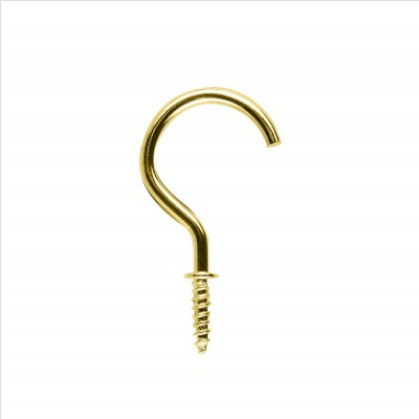 HOOK - SHOULDERED CUP HOOK - BRASS PLATED  - 69mm - Each