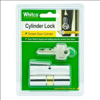 CYLINDER LOCK - SCREEN DOOR - HINGED & SLIDING - CHROME -  5 PIN - WHITCO