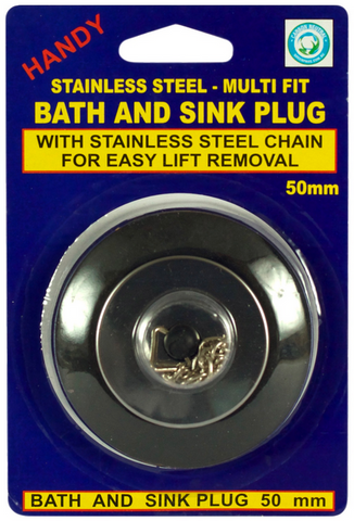PLUG - 50mm - STAINLESS STEEL WITH CHAIN - HANDY