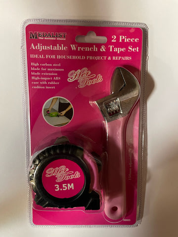 WRENCH &  MEASURING TAPE SET - 2 PIECE HER TOOLS - PINK
