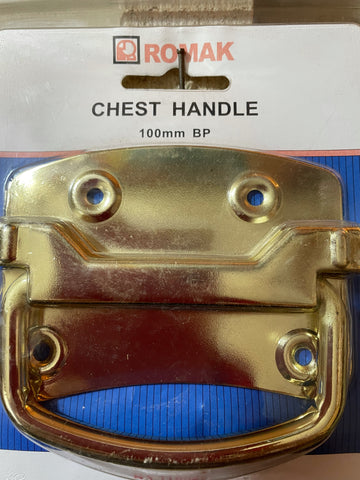 CHEST HANDLE - BRASS PLATED - 100mm - 2 PIECE