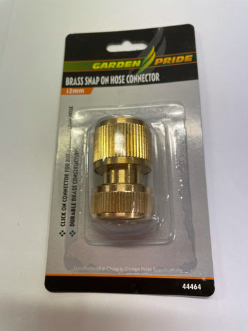 HOSE CONNECTOR - BRASS - SNAP ON - 12MM