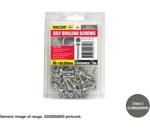 SELF EMBEDDING CSK HEAD SCREWS - 8g x 30mm -  SELF DRILLING - PKT 100 - BLISTER PACK