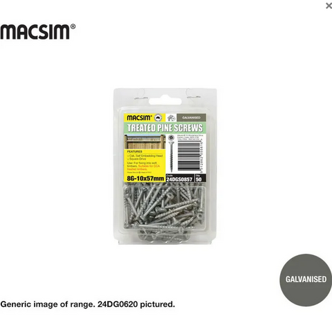 TREATED PINE CHIPBOARD SCREWS - GALVANISED  B/P - CSK SELF EMBEDDING HEAD  - 10 X 100MM - PKT 50