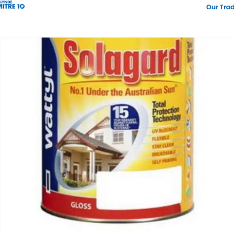 PAINT - WATTYL SOLAGARD GLOSS WHITE - 1 LITRE - MID BASE - WATTYL - 25 YEAR GUARANTEE