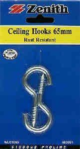 CEILING HOOK - 2 PACK - ZINC PLATED - 65mm