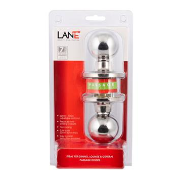 PASSAGE SET - DOOR - KNOB - POLISHED STAINLESS STEEL - LANE