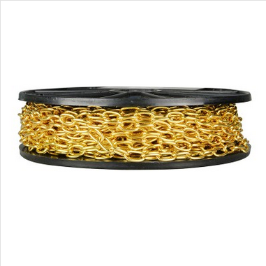 CHAIN - WELDED OVAL CHAIN - YELLOW ZINC PLATED - 2mm - PER METRE