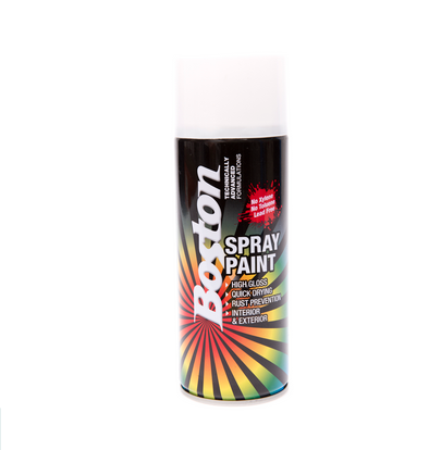 SPRAY PAINT - GLOSS WHITE AEROSOL - 250G - BOSTON