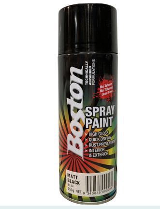 SPRAY PAINT - MATT BLACK AEROSOL - 250G - BOSTON