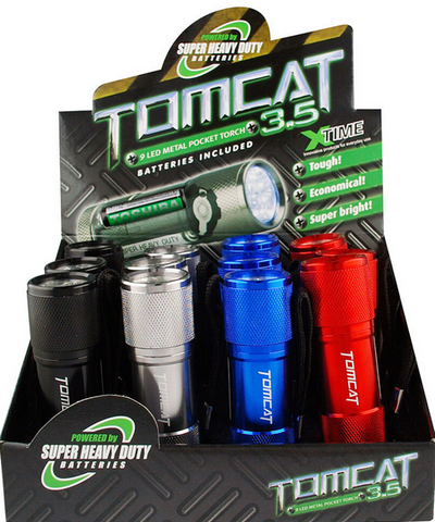 TORCH  - 9 LED TOMCAT POCKET TORCH - METAL CASING - 9 CM