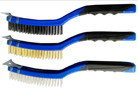 WIRE BRUSH SET - 3 ROW BRUSHES - 3 BRUSHES - 75mm