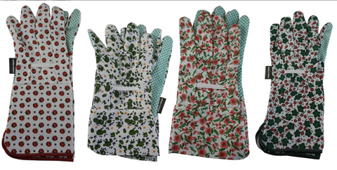 GLOVES - LADIES COTTON GRIPPER GARDEN GLOVES - 4 PAIRS - SMALL