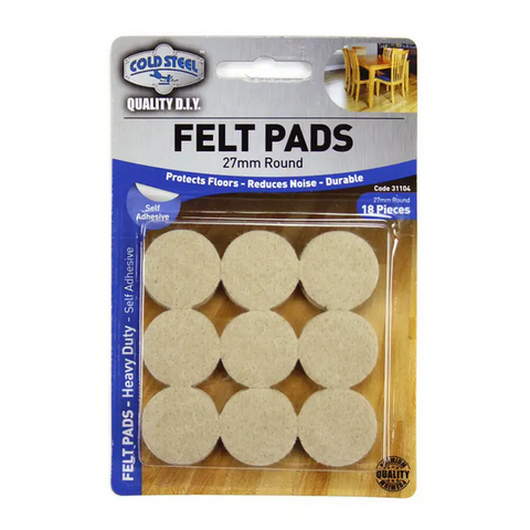 FELT PADS  - ROUND ADHESIVE - 27mm  - 18 pieces -