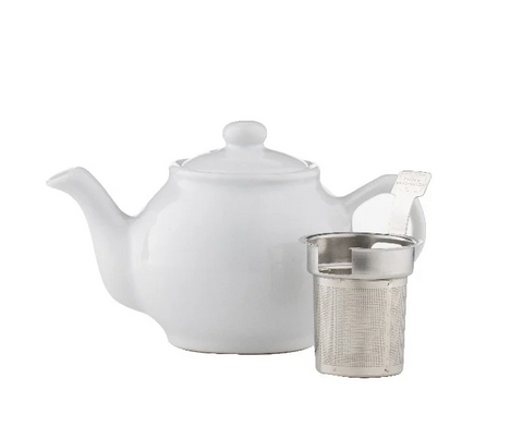 TEAPOT - WHITE  6 CUP - PRICE & KENSINGTON - CERAMIC - CLASSIC WITH INFUSER