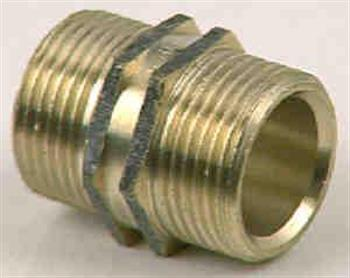 NIPPLE / JOINER - HEX - BRASS - 20mm