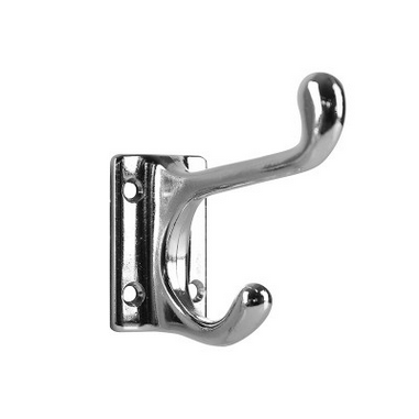 HAT & COAT HOOK - SQUARE BASE - 75mm - CHROME PLATED