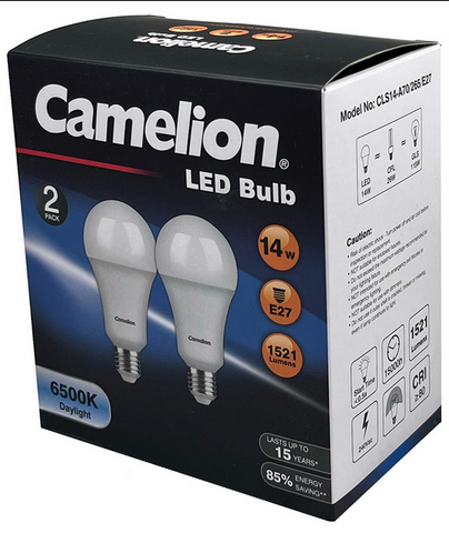 LIGHT GLOBE - LED - ES  - 14W - DAYLIGHT  - 6500k - 1521 LUMENS - 2 PACK