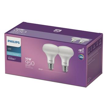 REFLECTOR GLOBE - R80 - ES - CDL - LED 10W - TWIN PACK - PHILLIPS - 950 LUMENS