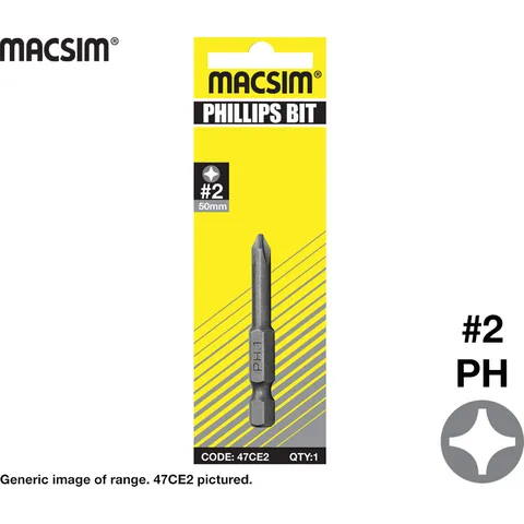 DRIVER BIT - PH2 x 150mm POWER  - Pk1  - MACSIM