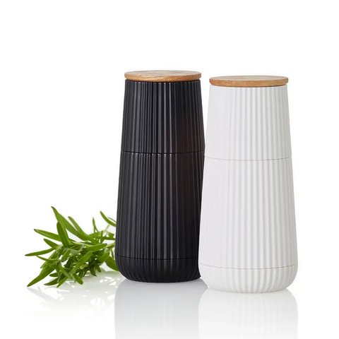 SCAPE SALT & PEPPER  MILL SET -  12.3cm  - BLACK & WHITE - ADHOC