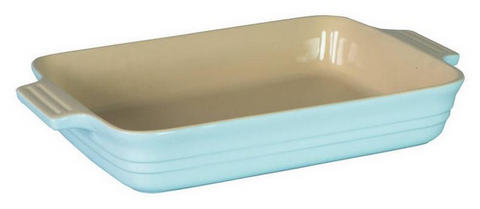 BAKING DISH - EX LARGE RECTANGULAR  DUCK EGG BLUE -  34x24x7CM - STONEWARE -  LE CUISSON - CHASSEUR