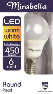 LED FANCY ROUND GLOBE - SES - 5.5W - 470 LUMENS - WARM WHITE - MIRABELLA