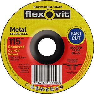 CUT OFF WHEEL - METAL  FLEXOVIT -   115 x 3.4 x 22
