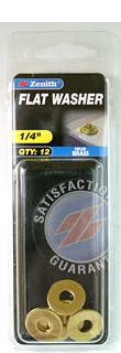 WASHER FLAT METAL - SOLID BRASS -   1/4 -  PKT 12 - ZENITH