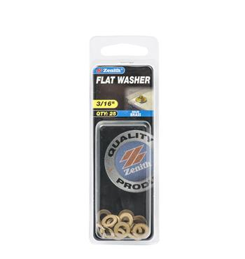 WASHER FLAT METAL - SOLID BRASS -   3/16 -  PKT 25 - ZENITH