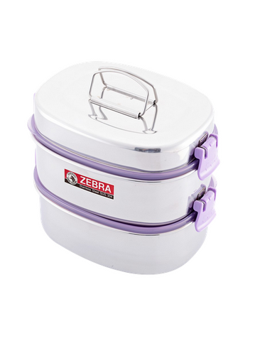 LUNCH BOX  - ZEBRA STAINLESS STEEL - OVAL - SMART LOCK