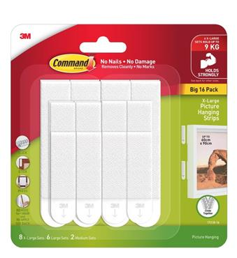 PICTURE HANGER STRIPS - MIXED PACK WHITE  - 16 PIECE - COMMAND