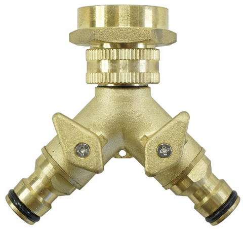 Y SWITCH TAP ADAPTOR    -  12mm - BRASS - GARDEN PRIDE